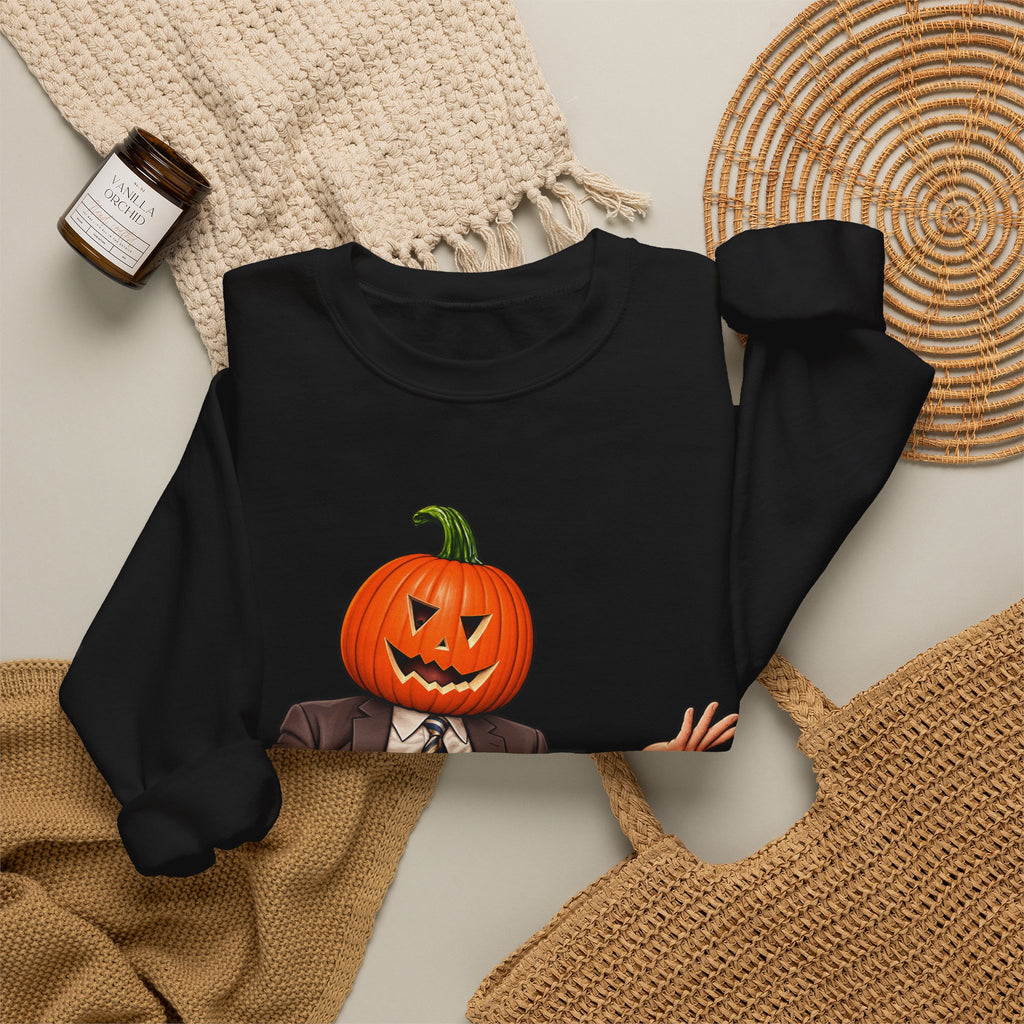 Pumpkin Head Office Cartoon - Crewneck Sweatshirt