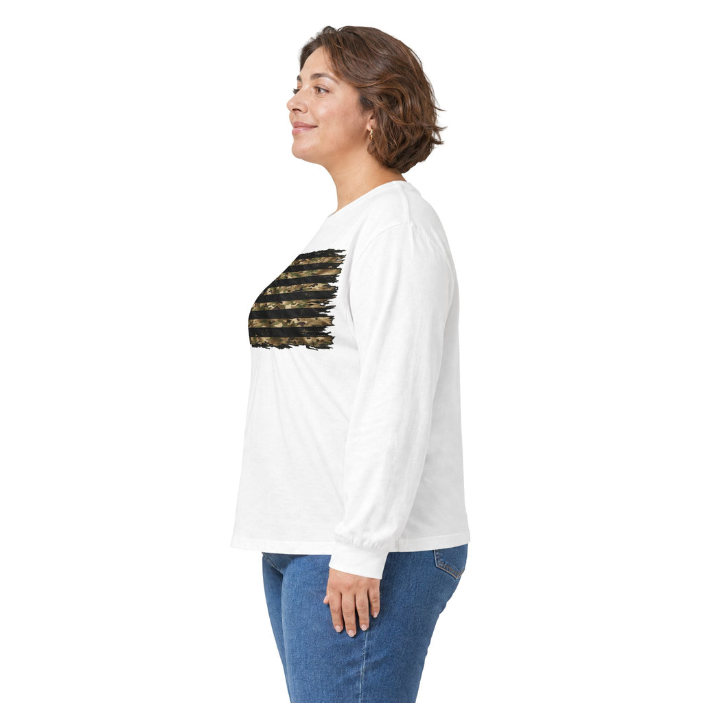 Black and Multicam American Flag - Unisex Ultra Cotton Long Sleeve Tee