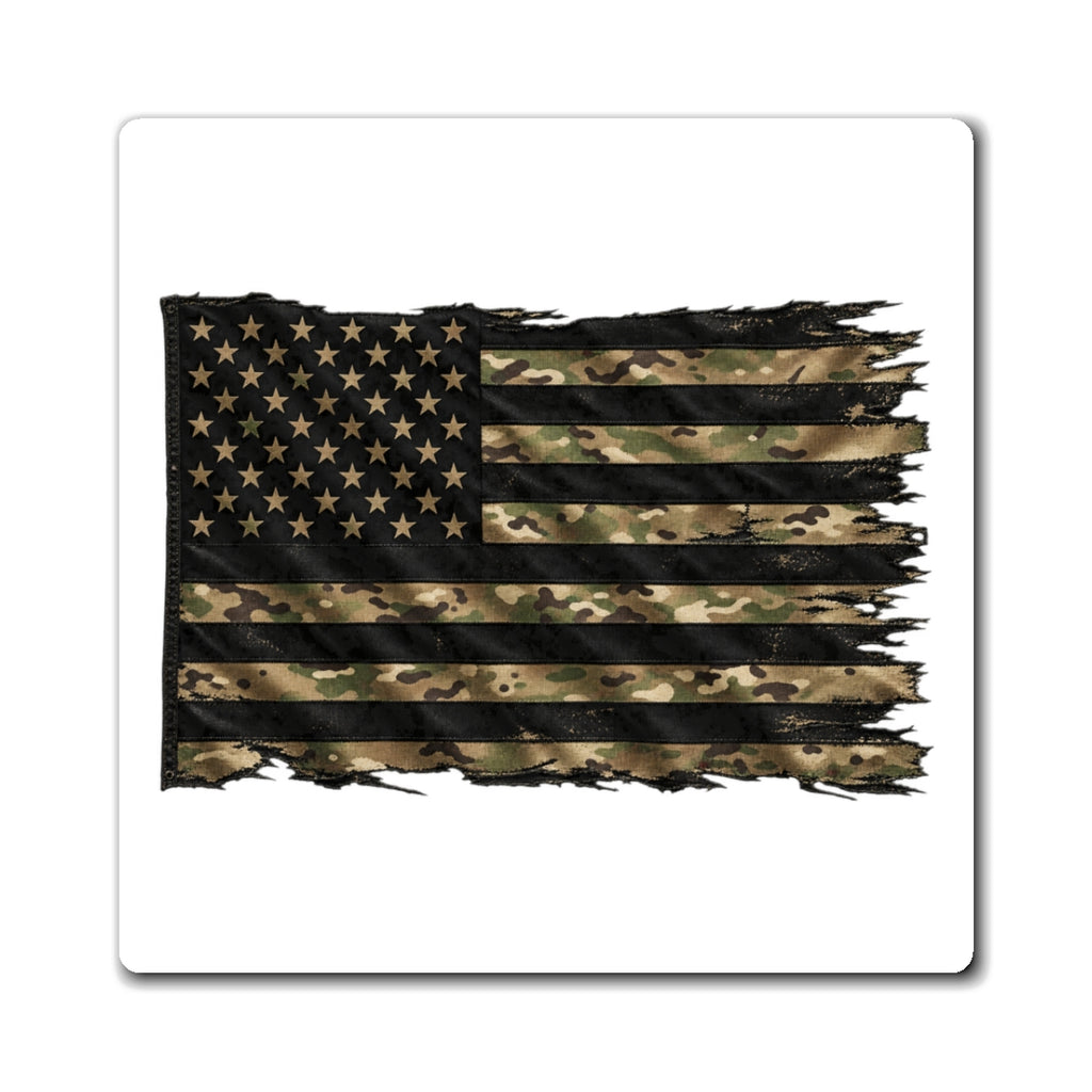 Black and Multicam American Flag - Magnet