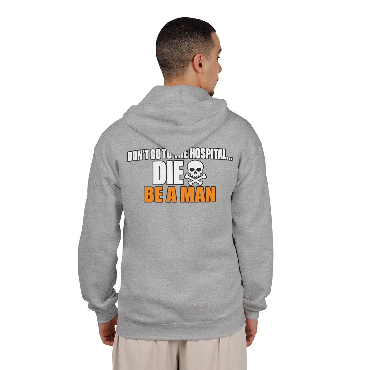 Dont Go to the Hospital - White Outlined - Full-Zip Hooded Sweatshirt