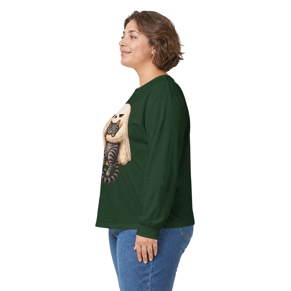 Meh Ghost and Gray Tabby Cat - Unisex Ultra Cotton Long Sleeve Tee