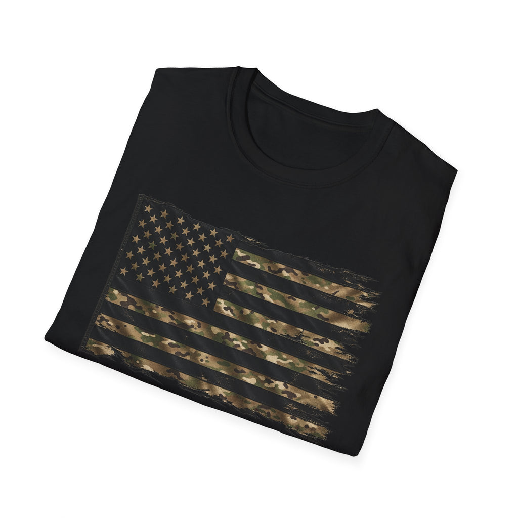 Black and Multicam American Flag - Classic Tee
