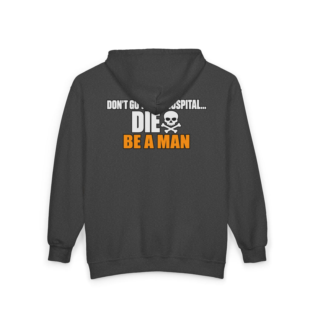Dont Go to the Hospital - White Outlined - Full-Zip Hooded Sweatshirt