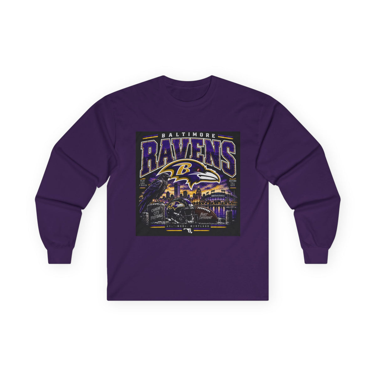 Baltimore Ravens Skyline Tee - Unisex Ultra Cotton Long Sleeve Tee