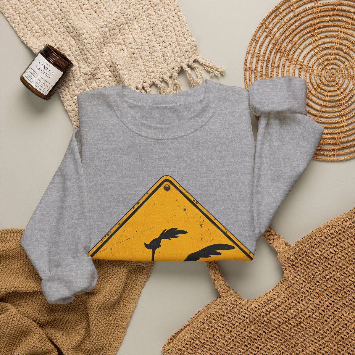 Roadrunner Yellow Diamond Sign - Crewneck Sweatshirt