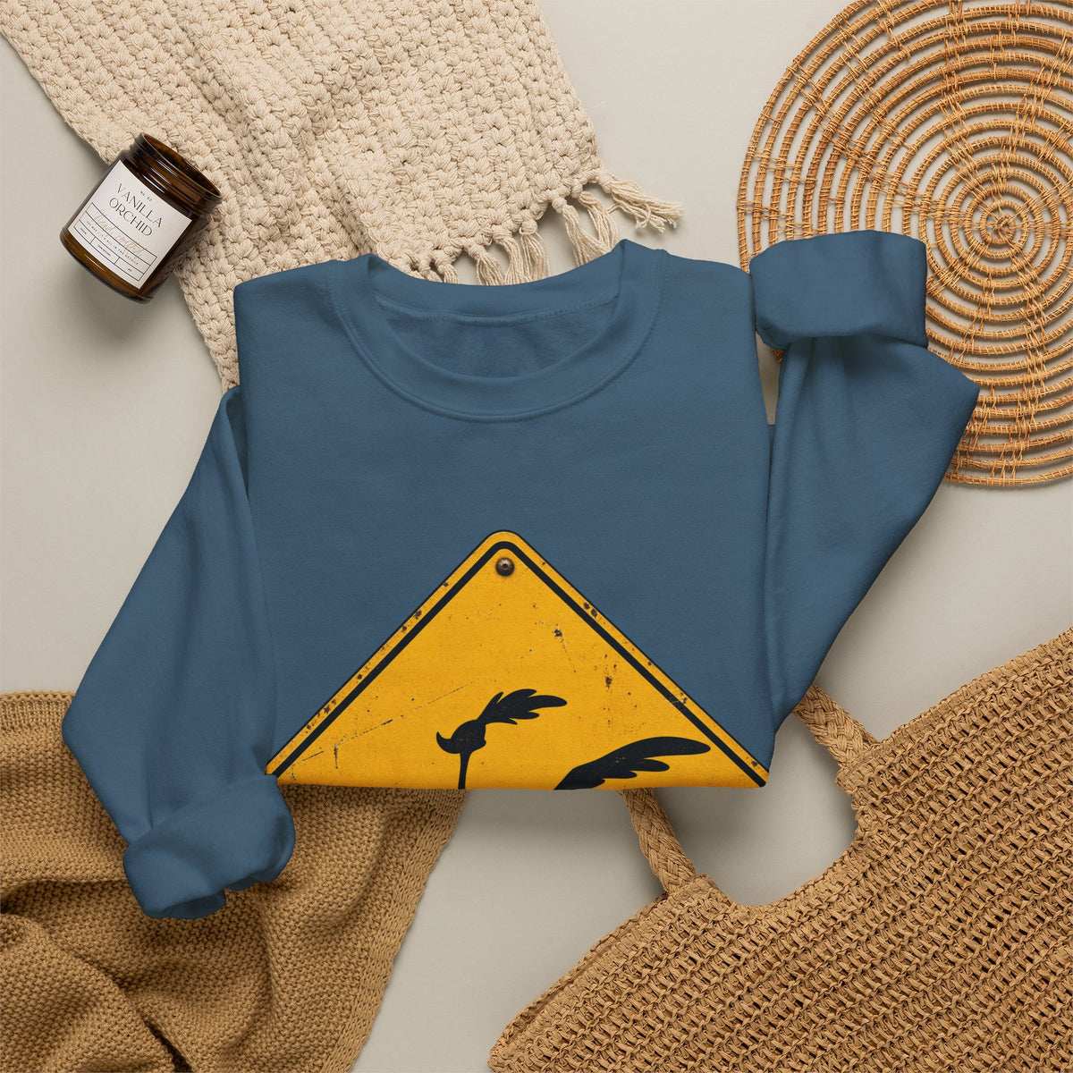Roadrunner Yellow Diamond Sign - Crewneck Sweatshirt