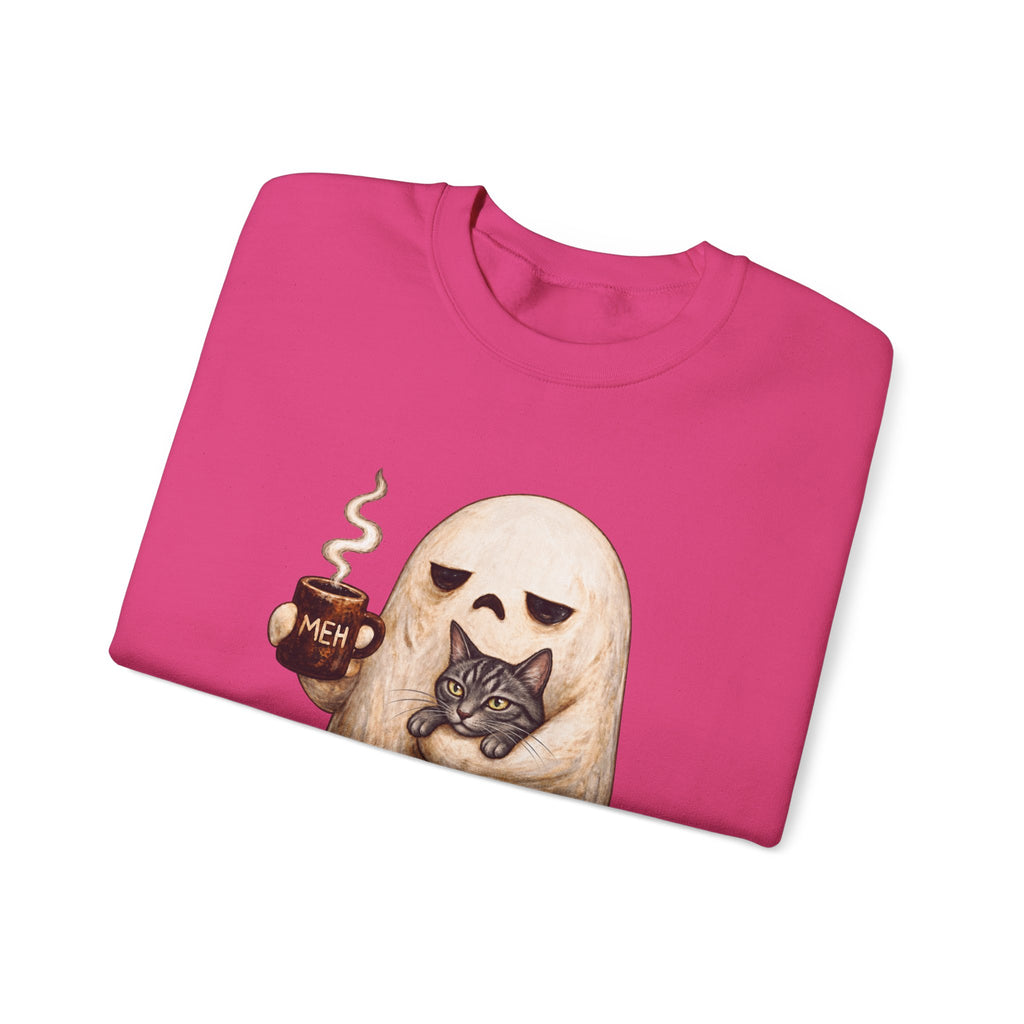 Meh Ghost and Gray Tabby Cat - Crewneck Sweatshirt
