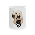 Meh Ghost and Black Cat - Ceramic Mug 11oz and 15oz