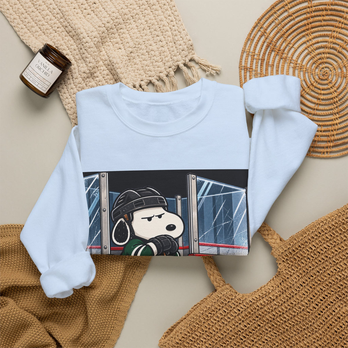 Snoopy Hockey Penalty Box Green - Crewneck Sweatshirt