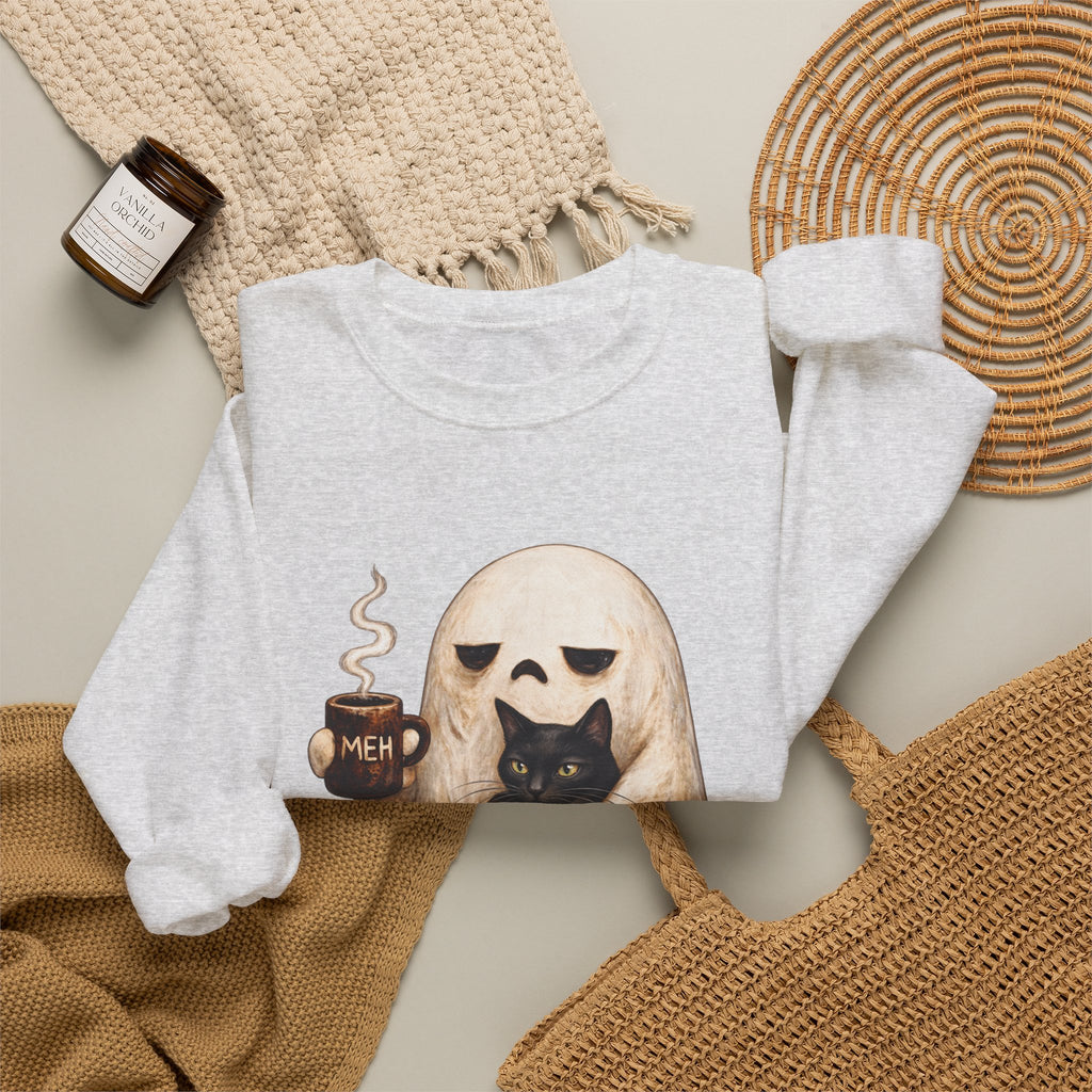 Meh Ghost and Black Cat - Crewneck Sweatshirt
