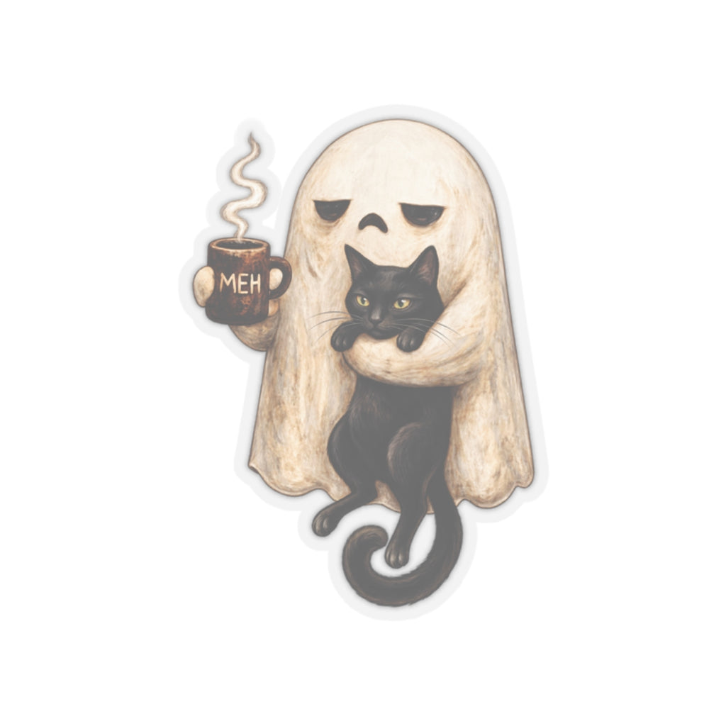 Meh Ghost and Black Cat - Kiss-Cut Sticker