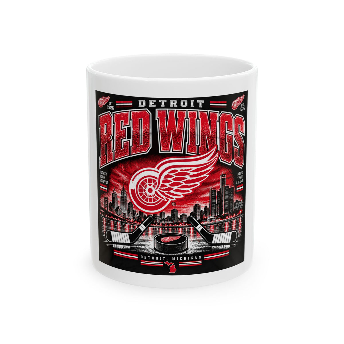 Detroit Red Wings Hockey Skyline - Ceramic Mug 11oz and 15oz