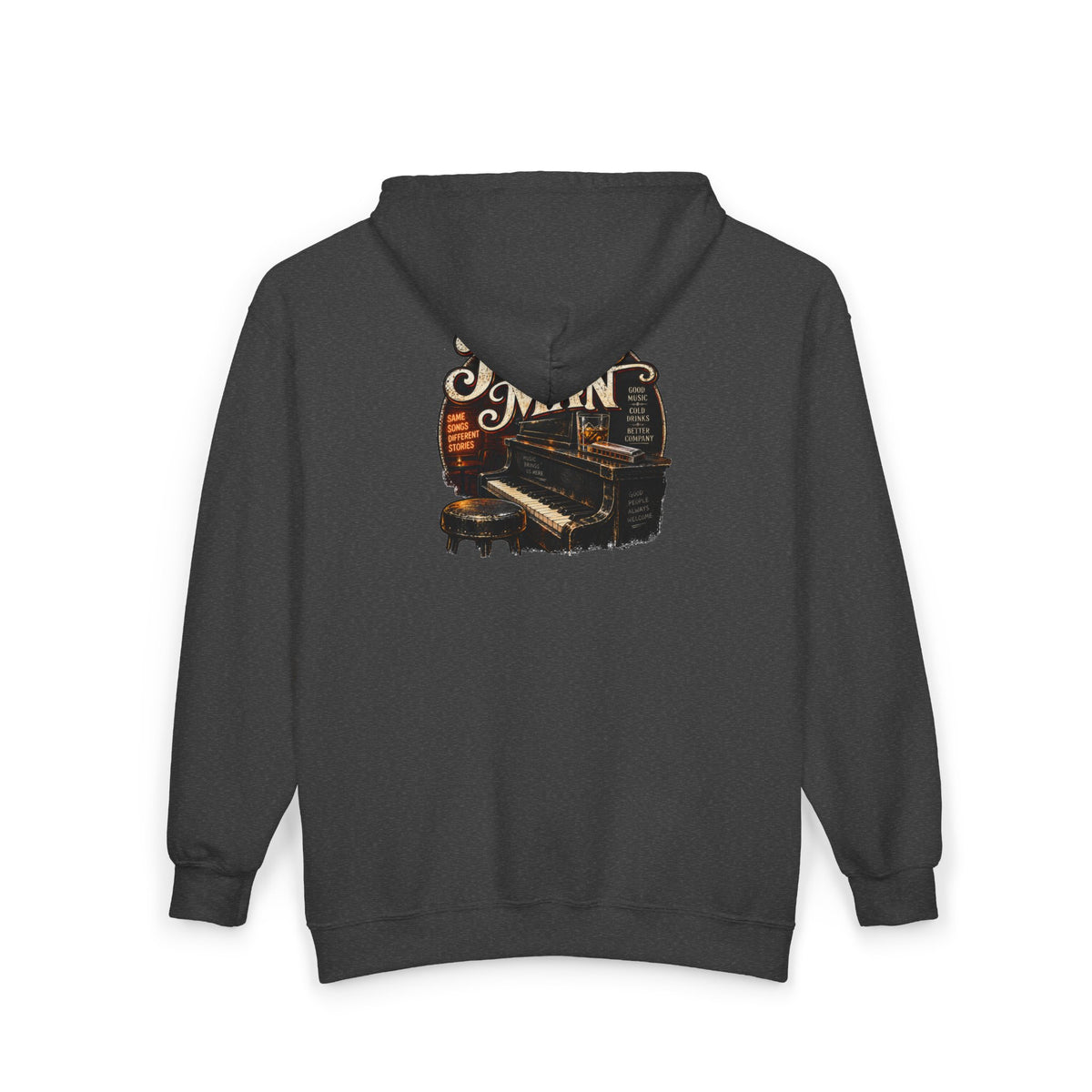Piano Man Retro Bar - Full-Zip Hooded Sweatshirt