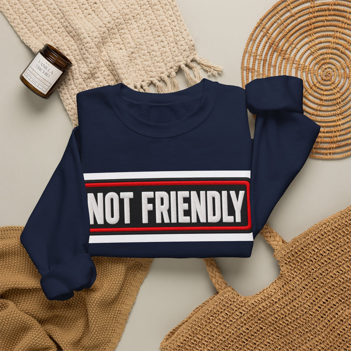 Not Friendly - Service Dog Patch - Crewneck Sweatshirt