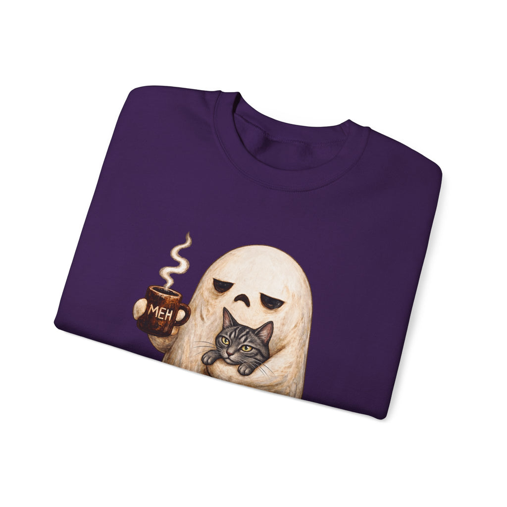 Meh Ghost and Gray Tabby Cat - Crewneck Sweatshirt