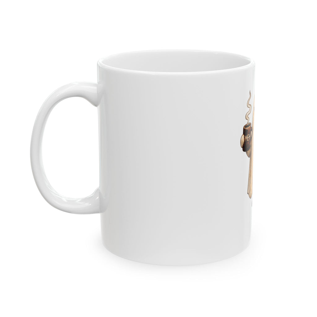 Meh Ghost and Gray Tabby Cat - Ceramic Mug 11oz and 15oz