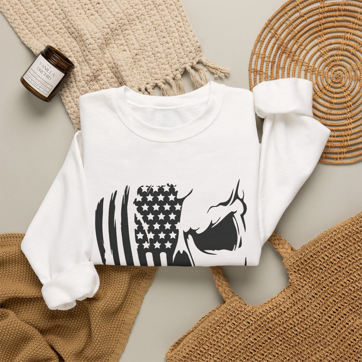 Stars, Stripes & Skulls - Crewneck Sweatshirt