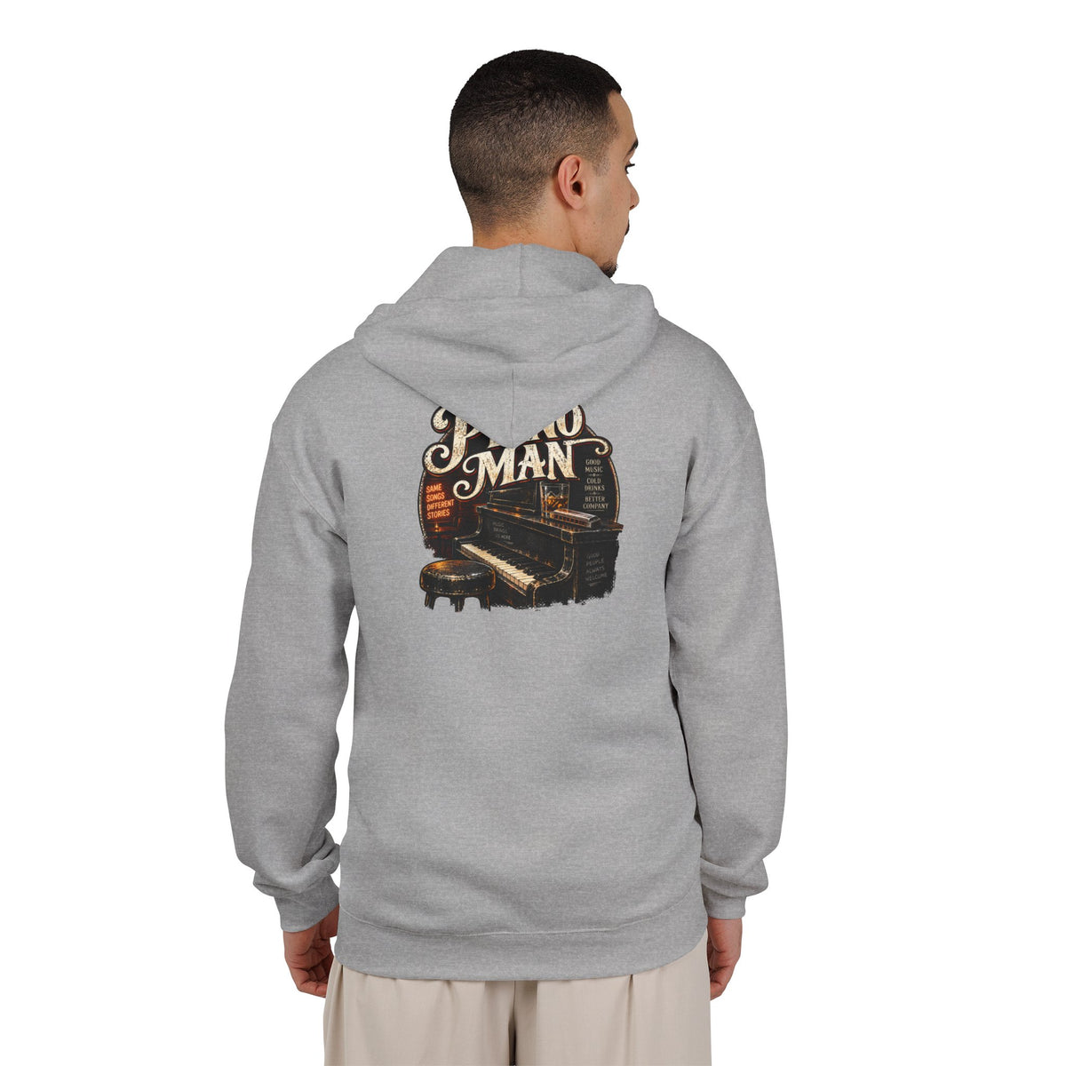 Piano Man Retro Bar - Full-Zip Hooded Sweatshirt