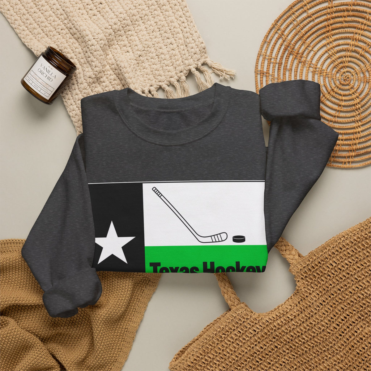 Texas Hockey Flag - Crewneck Sweatshirt