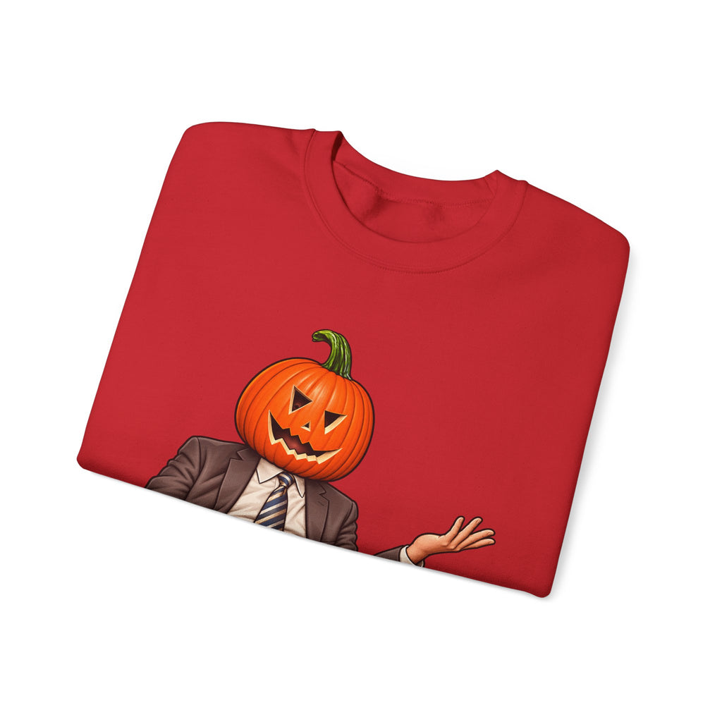 Pumpkin Head Office Cartoon - Crewneck Sweatshirt