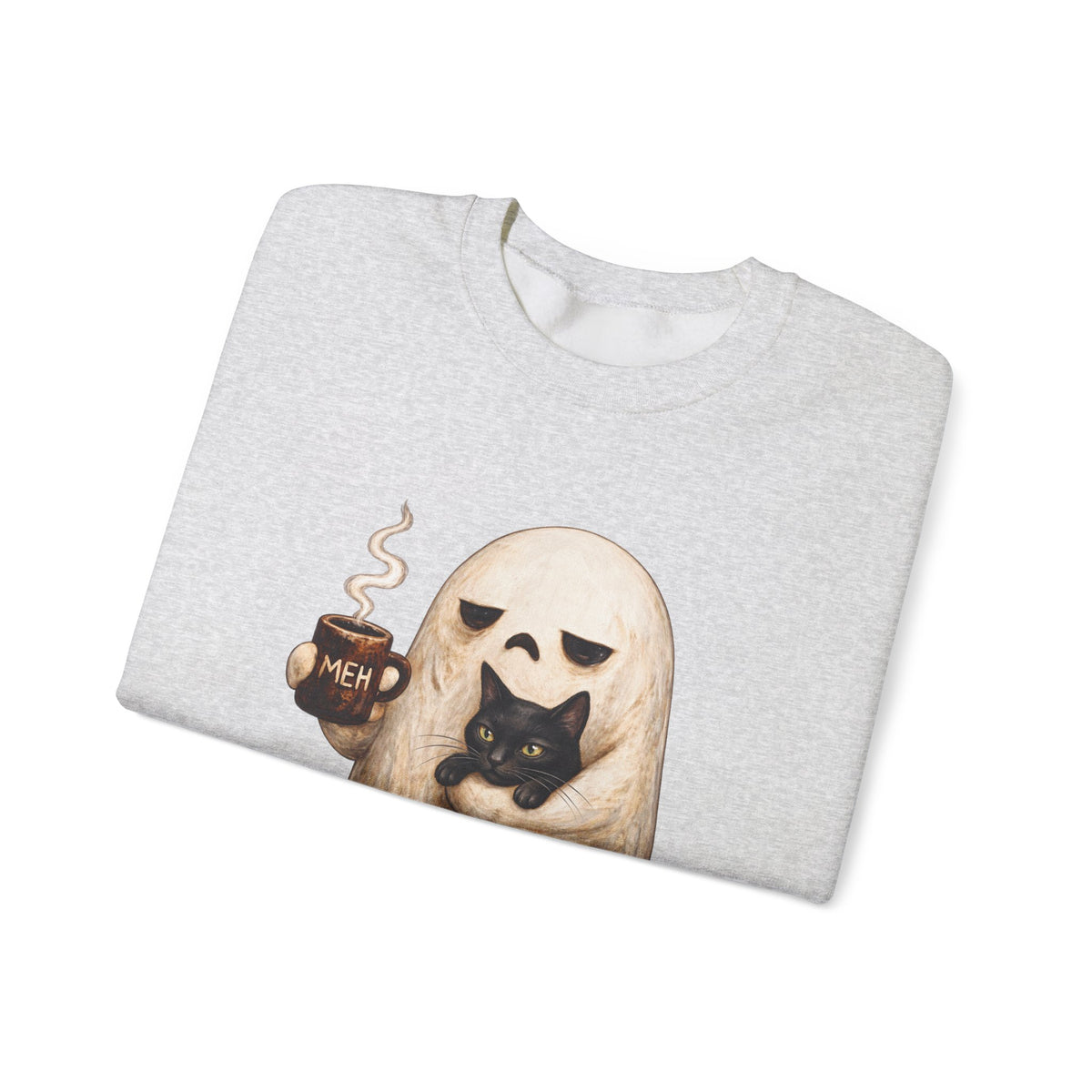 Meh Ghost and Black Cat - Crewneck Sweatshirt