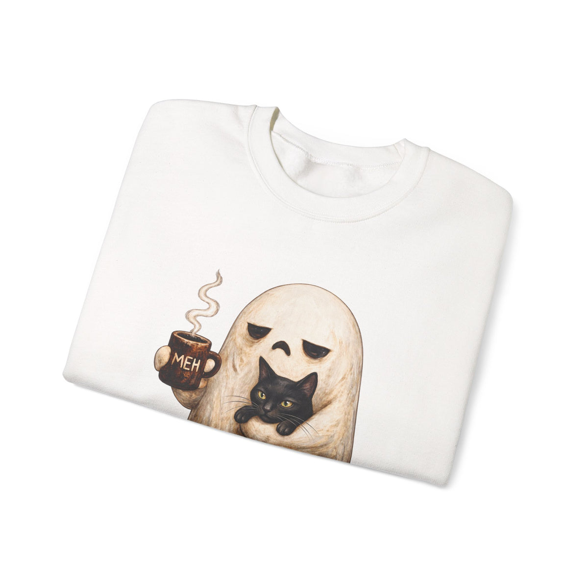 Meh Ghost and Black Cat - Crewneck Sweatshirt