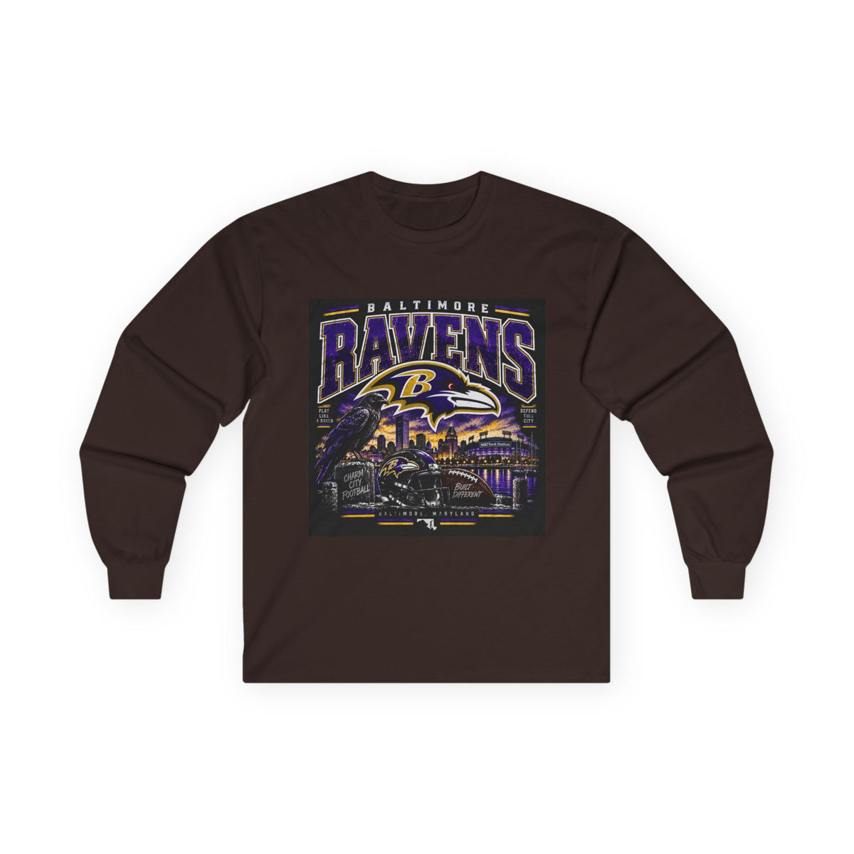 Baltimore Ravens Skyline Tee - Unisex Ultra Cotton Long Sleeve Tee