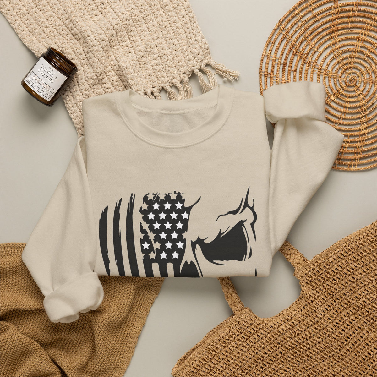 Stars, Stripes & Skulls - Crewneck Sweatshirt