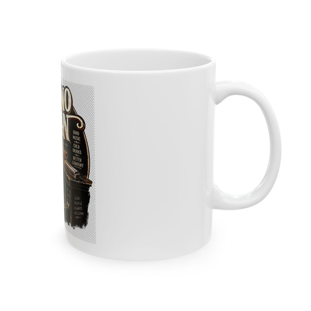 Piano Man Retro Bar - Ceramic Mug 11oz and 15oz