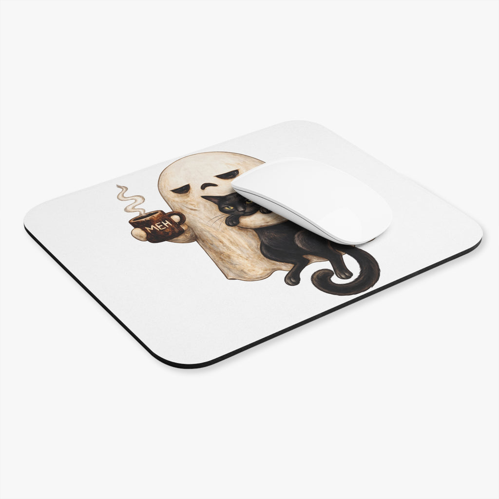 Meh Ghost and Black Cat - Mouse Pad