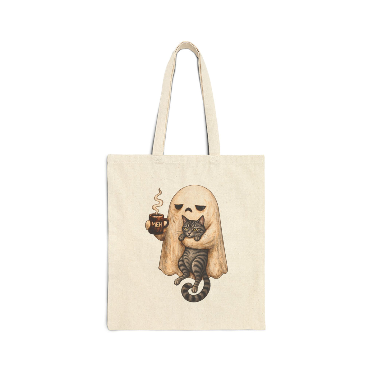 Meh Ghost and Gray Tabby Cat - Canvas Tote
