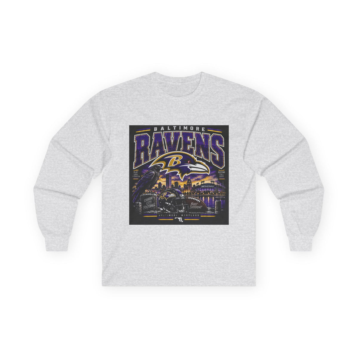 Baltimore Ravens Skyline Tee - Unisex Ultra Cotton Long Sleeve Tee