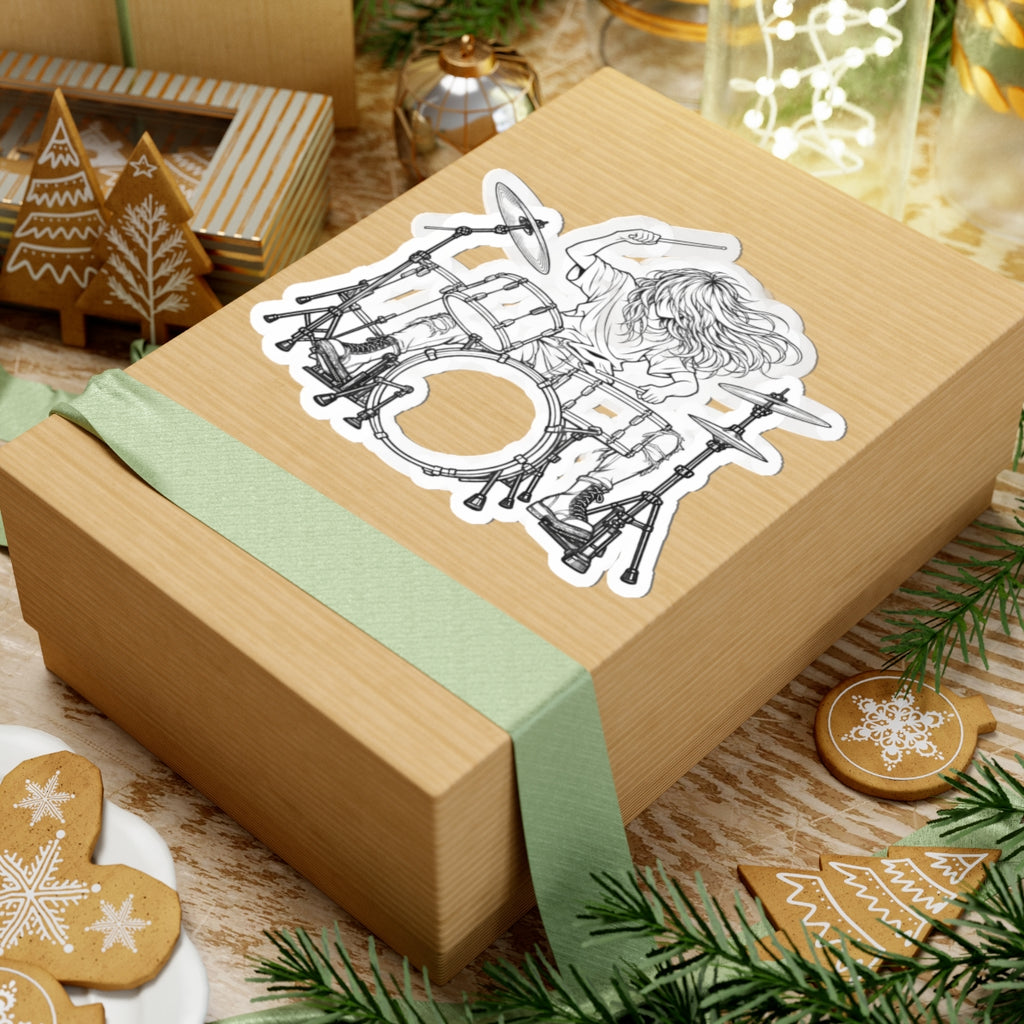 Drummer Sketch - Kiss-Cut Sticker