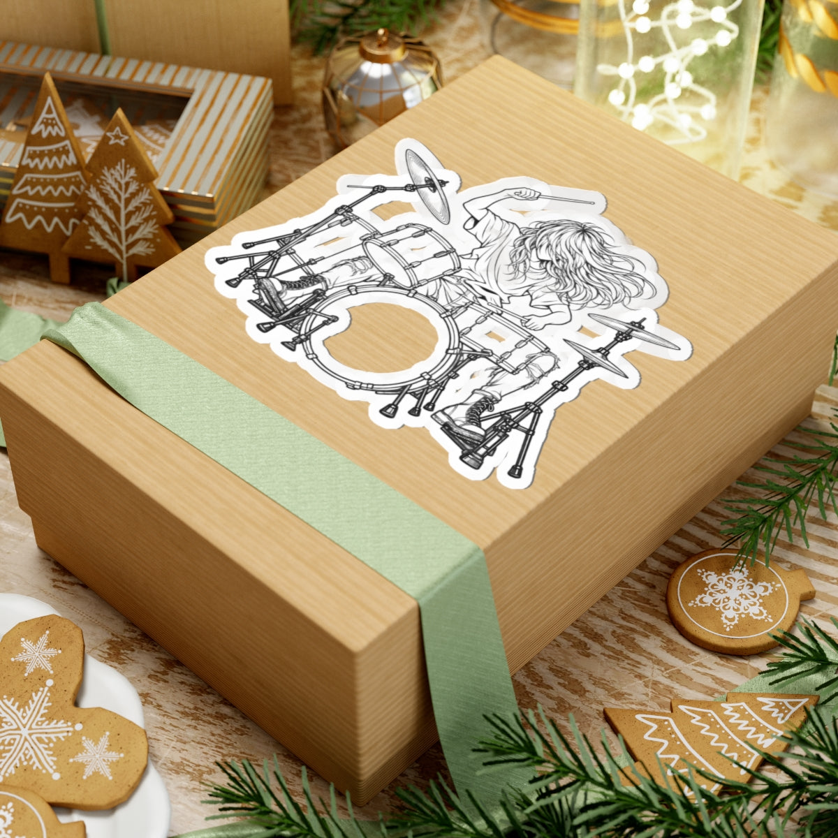 Drummer Sketch - Kiss-Cut Sticker