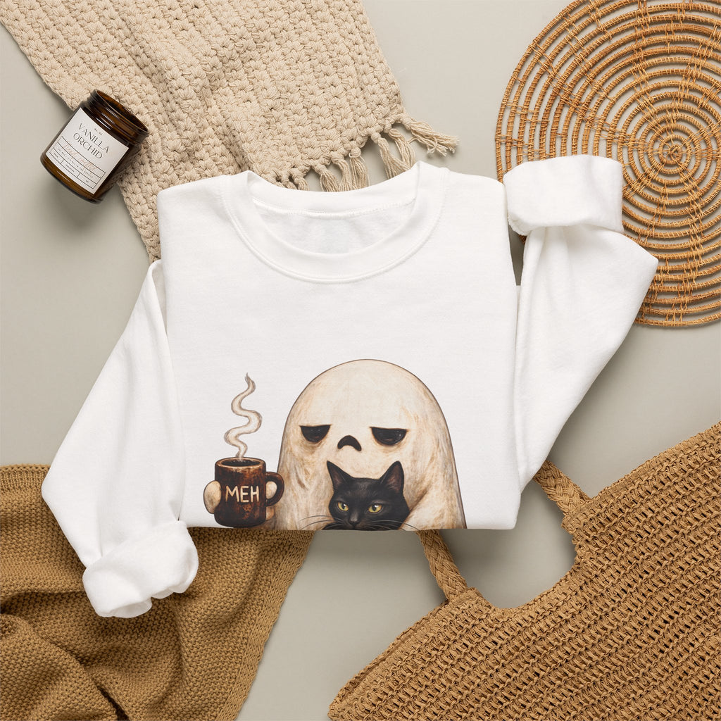 Meh Ghost and Black Cat - Crewneck Sweatshirt