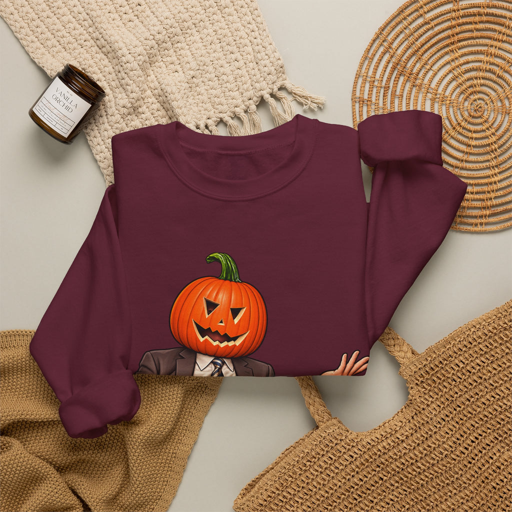 Pumpkin Head Office Cartoon - Crewneck Sweatshirt