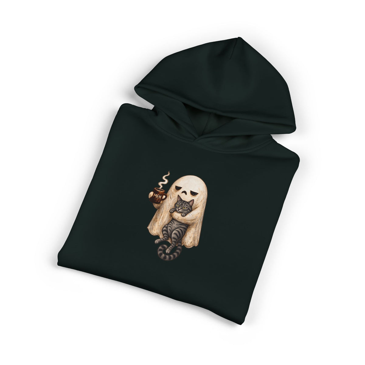 Meh Ghost and Gray Tabby Cat - Hoodie