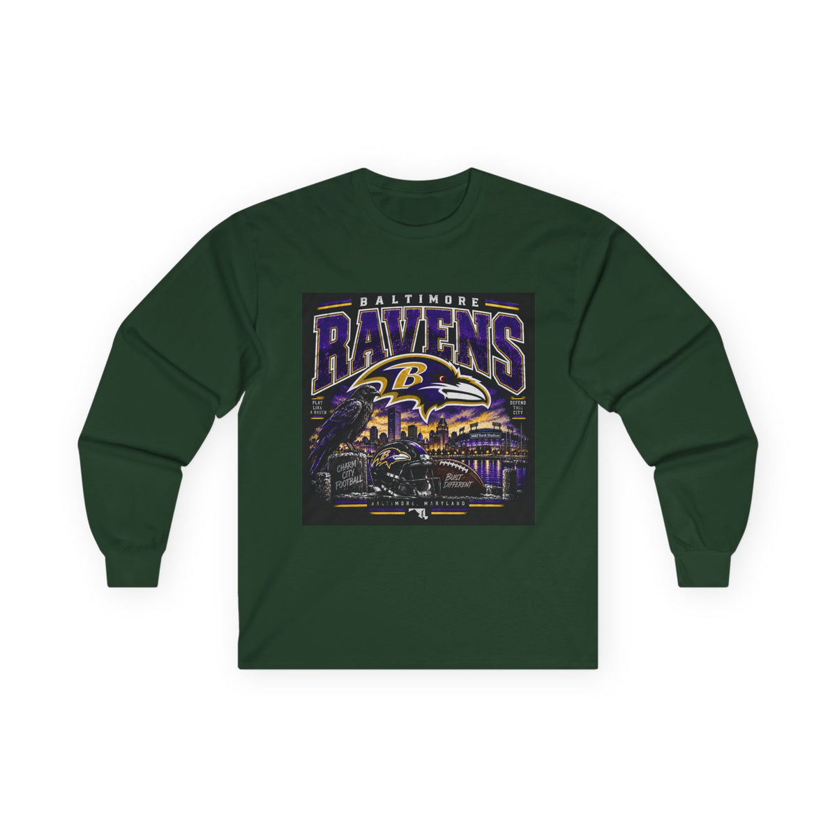 Baltimore Ravens Skyline Tee - Unisex Ultra Cotton Long Sleeve Tee