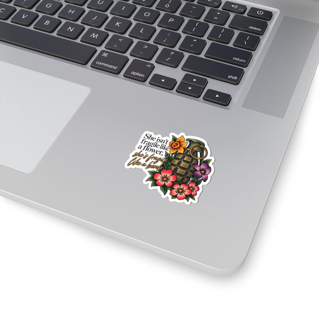 Fragile Like a Bomb - Floral Grenade - Kiss-Cut Sticker