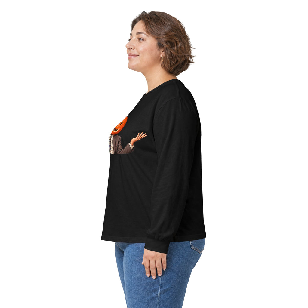 Pumpkin Head Office Cartoon - Unisex Ultra Cotton Long Sleeve Tee