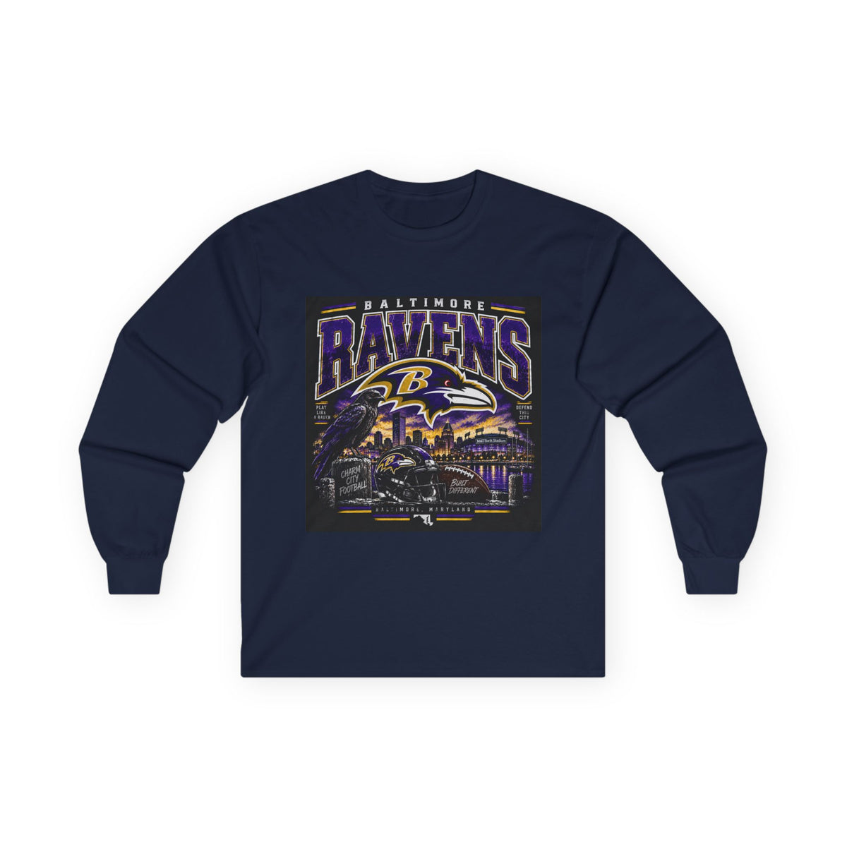 Baltimore Ravens Skyline Tee - Unisex Ultra Cotton Long Sleeve Tee