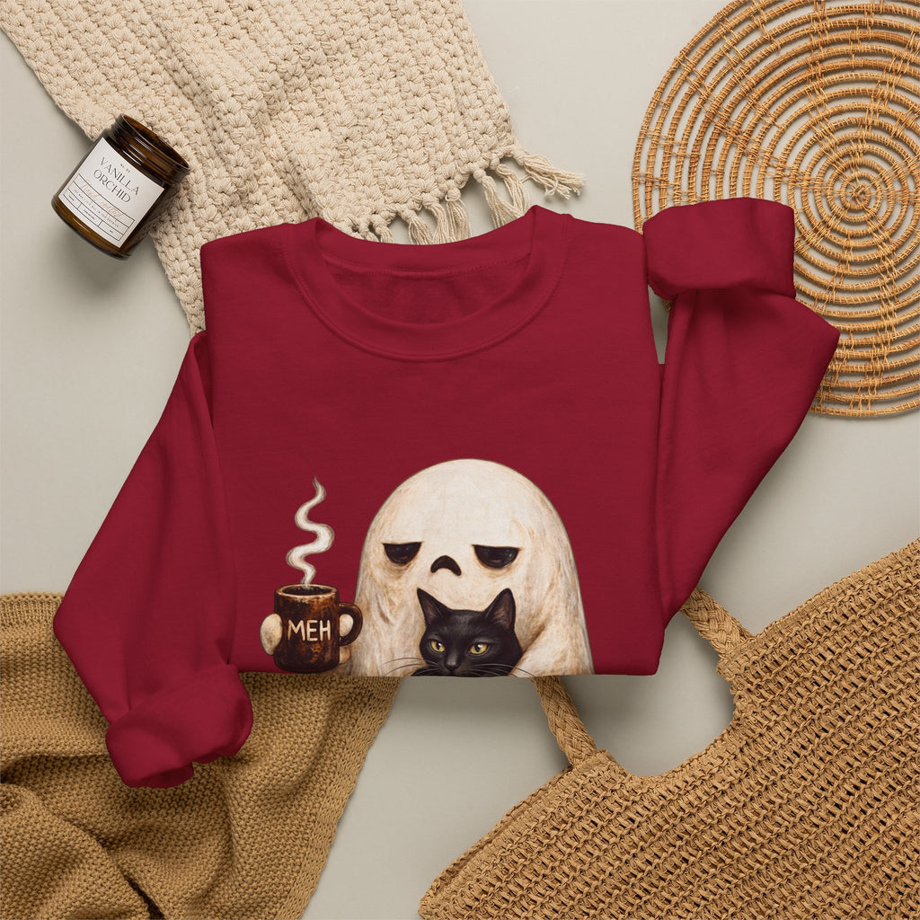 Meh Ghost and Black Cat - Crewneck Sweatshirt