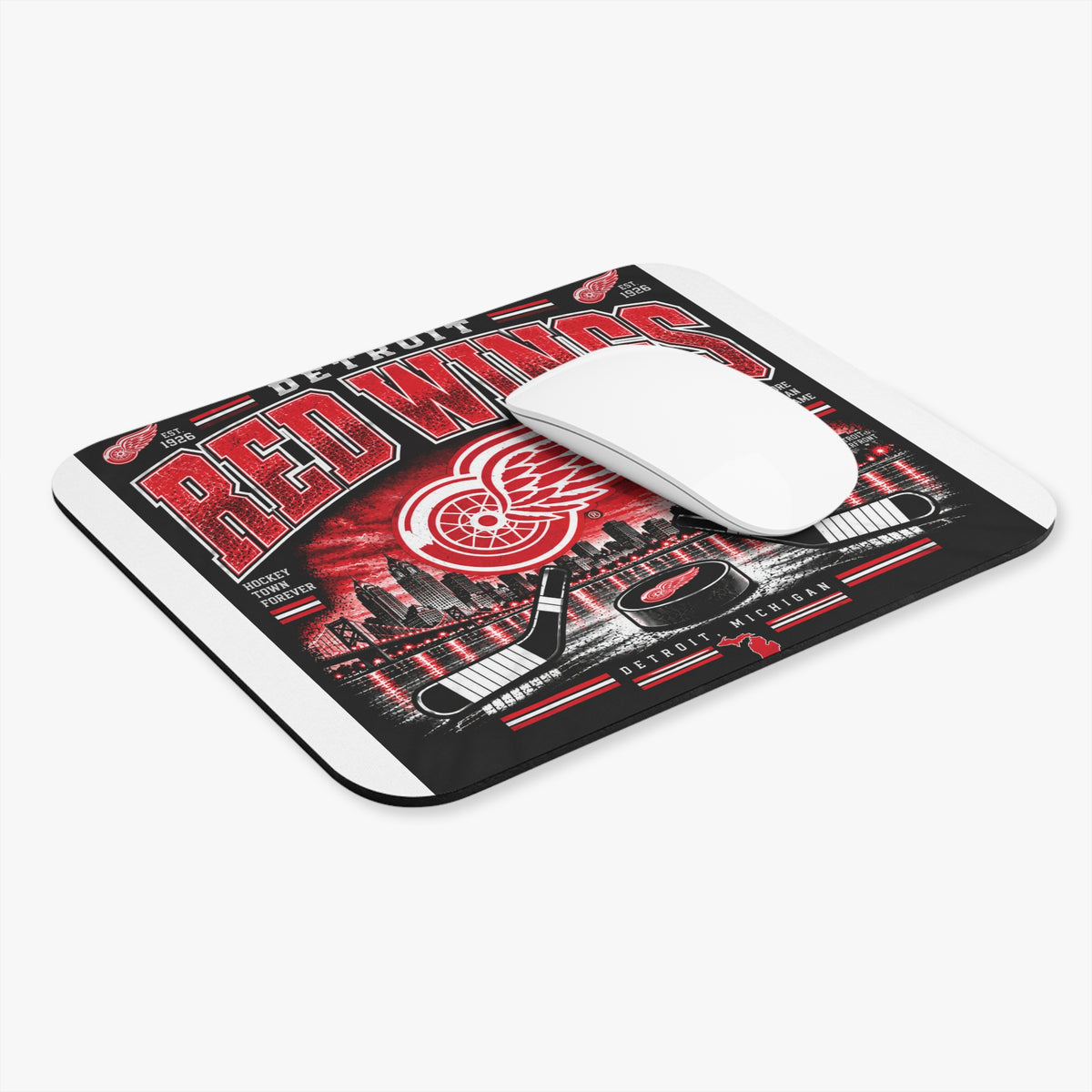 Detroit Red Wings Hockey Skyline - Mouse Pad
