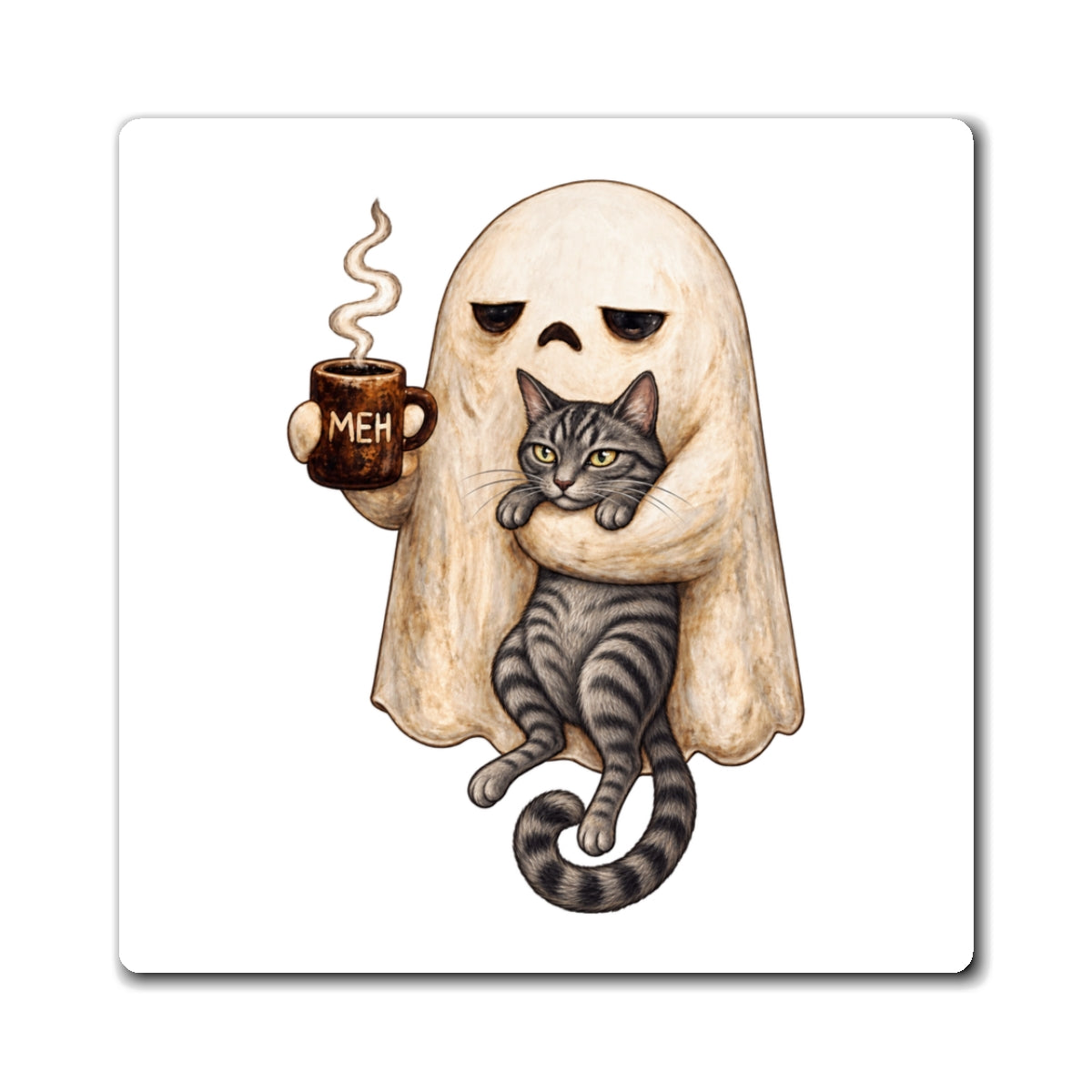 Meh Ghost and Gray Tabby Cat - Magnet