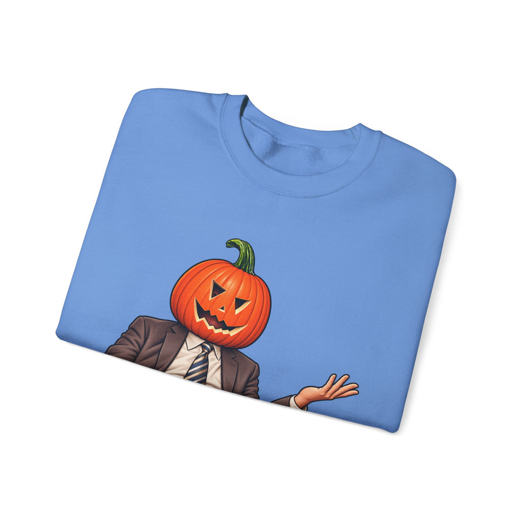 Pumpkin Head Office Cartoon - Crewneck Sweatshirt