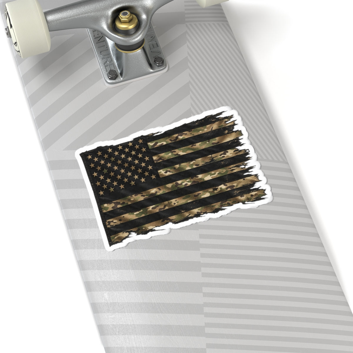 Black and Multicam American Flag - Kiss-Cut Sticker