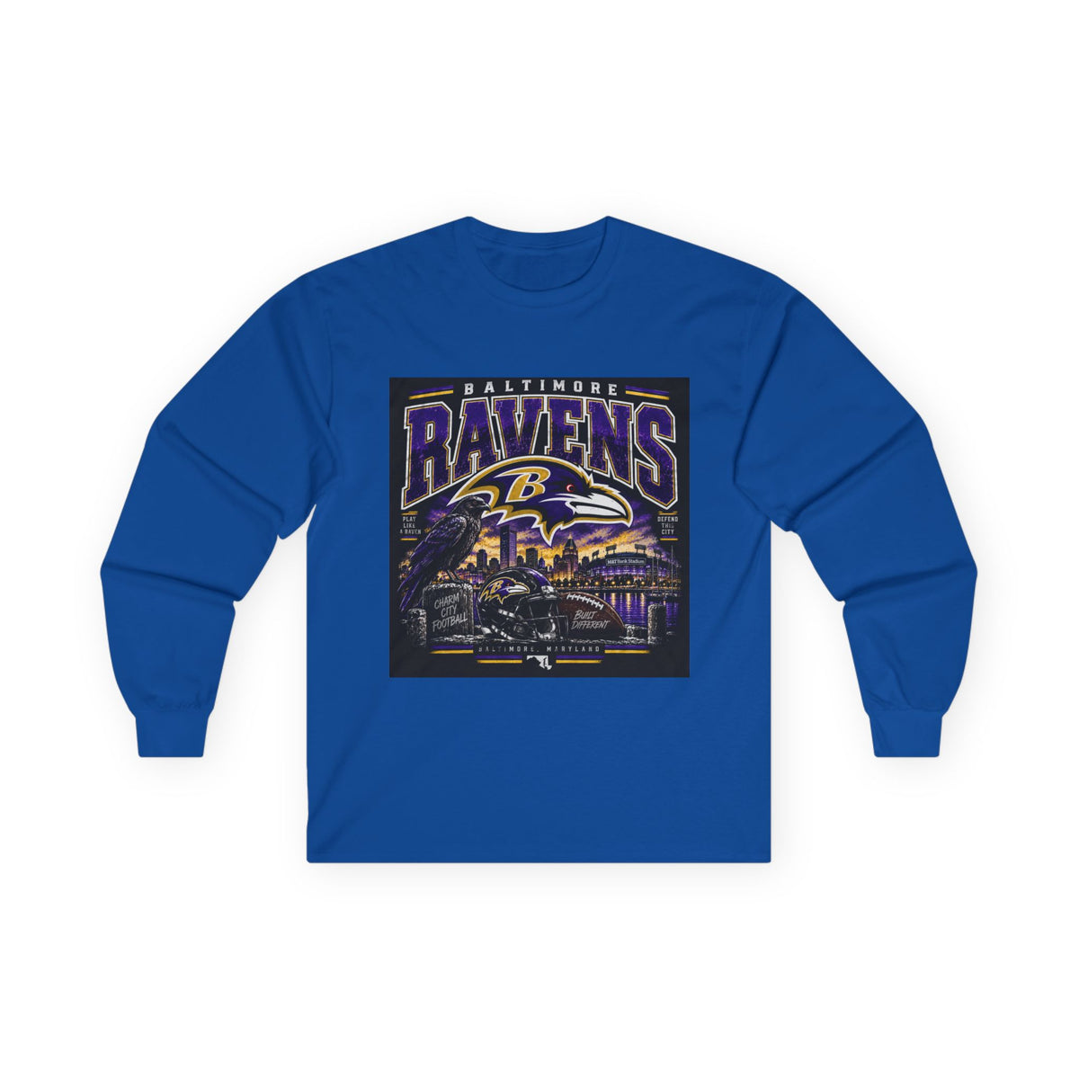 Baltimore Ravens Skyline Tee - Unisex Ultra Cotton Long Sleeve Tee