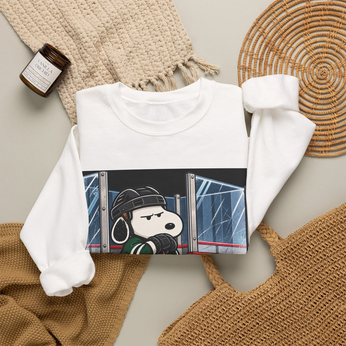 Snoopy Hockey Penalty Box Green - Crewneck Sweatshirt