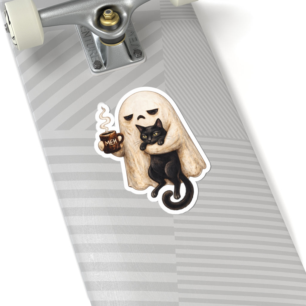 Meh Ghost and Black Cat - Kiss-Cut Sticker