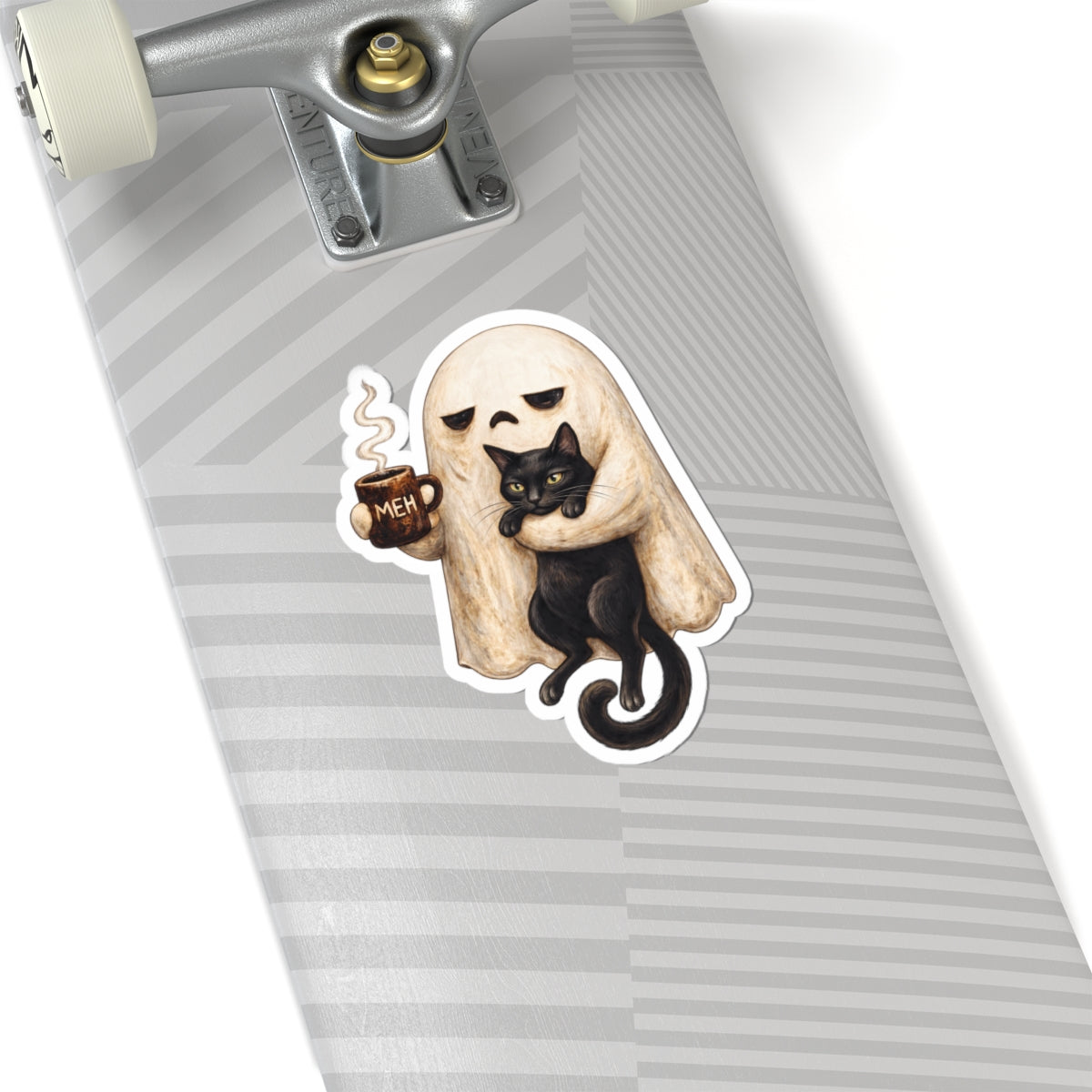 Meh Ghost and Black Cat - Kiss-Cut Sticker
